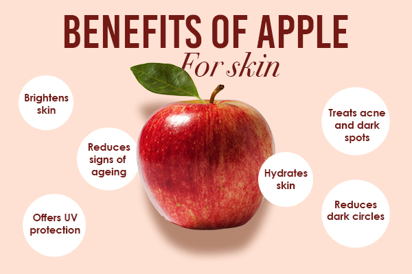 How do the vitamins and antioxidants in apples contribute to maintaining healthy skin